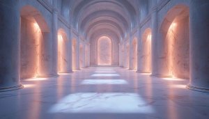 Elegant Marble Columns Hallway 4K Desktop Background Aesthetic Architecture