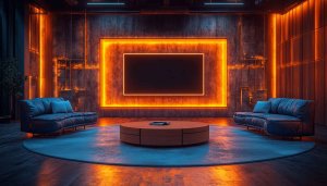 Neon Interior Design 4K Desktop Background Aesthetic Room Wallpaper