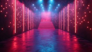 Retro Neon Hallway 4K Desktop Background Mobile Wallpaper Free