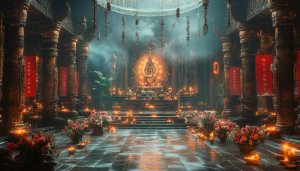 Buddha Temple 4K Wallpaper Spiritual Background Meditation Desktop