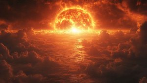 Fiery Sun Rising Above Clouds Free 4K Desktop Wallpaper