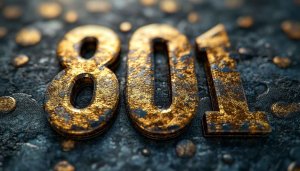 Golden 801 Numbers Art - Free 4K Desktop Background