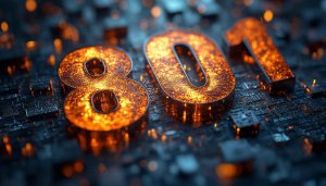 801 Digital Glowing Numbers 4K Desktop Background Wallpaper