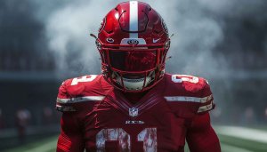 Red Football Player Helmet 4K Background Wallpaper For Desktop