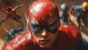 Spiderman Multiverse Painting Superhero 4K Desktop Background Mobile Wallpaper