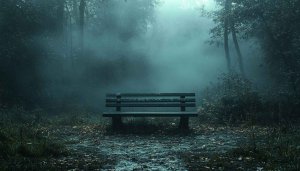 Foggy Forest Bench 4K Desktop Background Mobile Wallpaper Free
