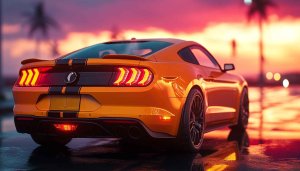 Ford Mustang Sunset Glow 4K Desktop Wallpaper Free Car Background