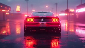 Ford Mustang GT Retro Neon 4K Desktop Wallpaper for Mobile