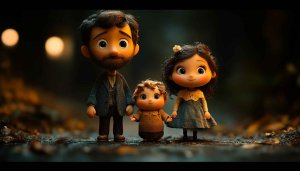 Charming Cartoon Family Wallpaper 4K Desktop Background