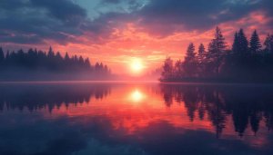 Lake Sunrise Reflection Wallpaper, Beautiful Nature Landscape 4K Background