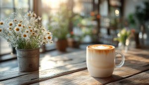 Coffee Latte Art With Flowers Free Mobile Desktop Wallpaper