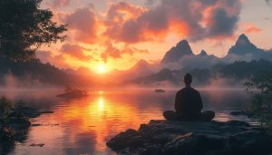 Meditative Sunset Lake 4K Wallpaper - Free Desktop Background