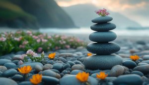 Zen Garden Stones Flowers Wallpaper for Desktop Mobile Backgrounds Free