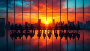 Office Meeting at Sunset: Free 4K Desktop & Mobile Wallpaper