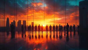 Silhouette Business Team Sunset View 4K Desktop Background Wallpaper