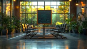 Conference Room 4K Desktop Wallpaper, Modern Office Meeting Space