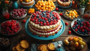 Berry Cake 4K Wallpaper, Celebration Dessert Background for Desktop