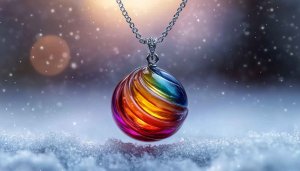 Rainbow Crystal Pendant Mobile Wallpaper, Winter Holiday Background for Desktop