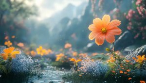 Orange Cosmos Flower 4K Desktop Wallpaper Spring Garden Background