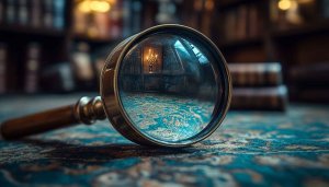 Magnifying Glass Library Book Interior Vintage Desktop Wallpaper
