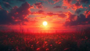 Fiery Sunset Flower Field 4K Desktop Wallpaper Mobile Background