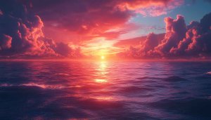 Crimson Ocean Sunset 4K Wallpaper, Free Mobile Background, Red Sea