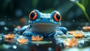 Adorable Frog in Pond 4K Desktop Wallpaper for Free
