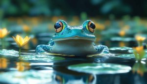 Cute Frog in Pond 4K Wallpaper Free Mobile Background