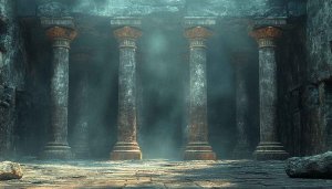 Ancient Temple Columns Wallpaper, Fantasy Architecture Background for Desktop