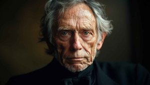 High Resolution Portrait Wallpaper of Elderly Man With Gray Hair