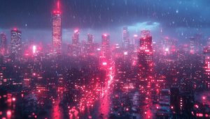 Cyberpunk Rainy Cityscape Wallpaper 4K Desktop Backgrounds Free