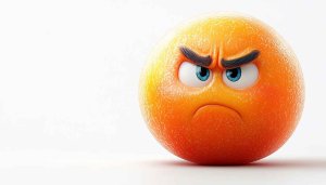 Angry Emoji Wallpaper: Orange Fruit Cartoon Character Mobile Background