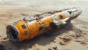Starship Wreckage on Desert Planet 4K Desktop Sci-Fi Background