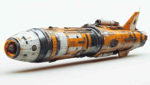 Vintage Sci-Fi Spaceship Wallpaper, Orange and White Rocket Background