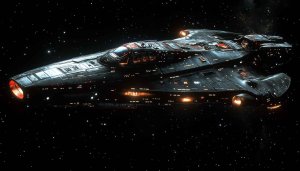 Starship in Space 4K Wallpaper - Sci-Fi Desktop Background