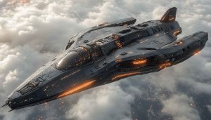 Spaceship Flying Through Clouds Mobile Wallpaper Desktop Background 4K