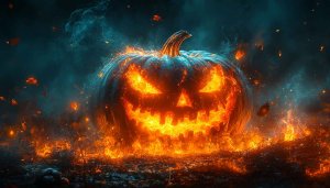 Fiery Halloween Pumpkin Mobile Wallpaper Spooky Season 4K Background
