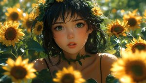 Sunflower Fairy 4K Wallpaper for Desktop and Mobile Backgrounds