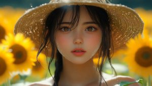 Cute Anime Girl Sunflower Field 4K Wallpaper For Desktop Mobile