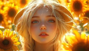 Girl in Sunflower Field Mobile Wallpaper Free Aesthetic Background