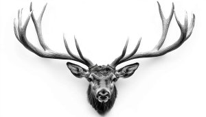 Black and White Deer Head 4K Desktop Wallpaper Background