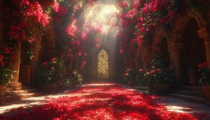 Romantic Red Roses Archway 4K Desktop Wallpaper Floral Background