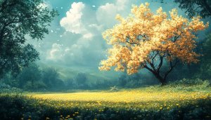 Yellow Flower Field Spring Season Nature Wallpaper Mobile Background