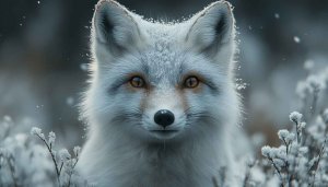 Winter Arctic Fox Portrait Wallpaper, Snow Animals Background for Desktop