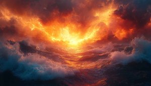 Fiery Ocean Sunset Mobile Background, Free 4K Desktop Wallpaper