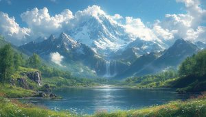 Snowy Mountain Lake Landscape 4K Desktop Wallpaper Free No Signup