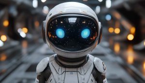 Cute Robot Astronaut 4K Desktop Wallpaper, Sci-Fi Space Background