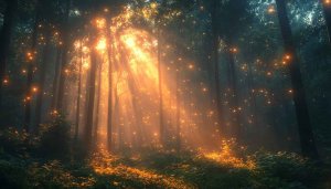 Enchanted Forest Sunlight Beams Mobile Wallpaper 4K Desktop Background