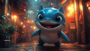 Cute Blue Cartoon Monster 4K Desktop Wallpaper Free for Mobile