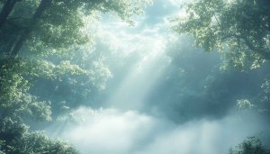 Foggy Forest Light Rays Mobile Wallpaper, Misty Trees Desktop Background